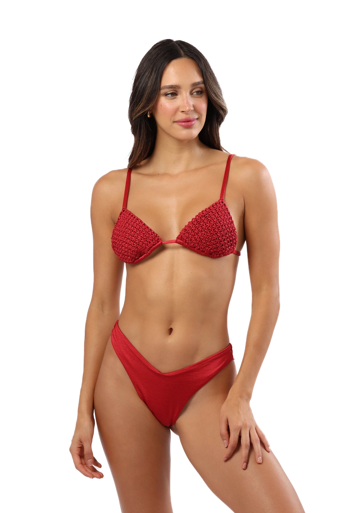 Top de bikini triangular de macramé Rio