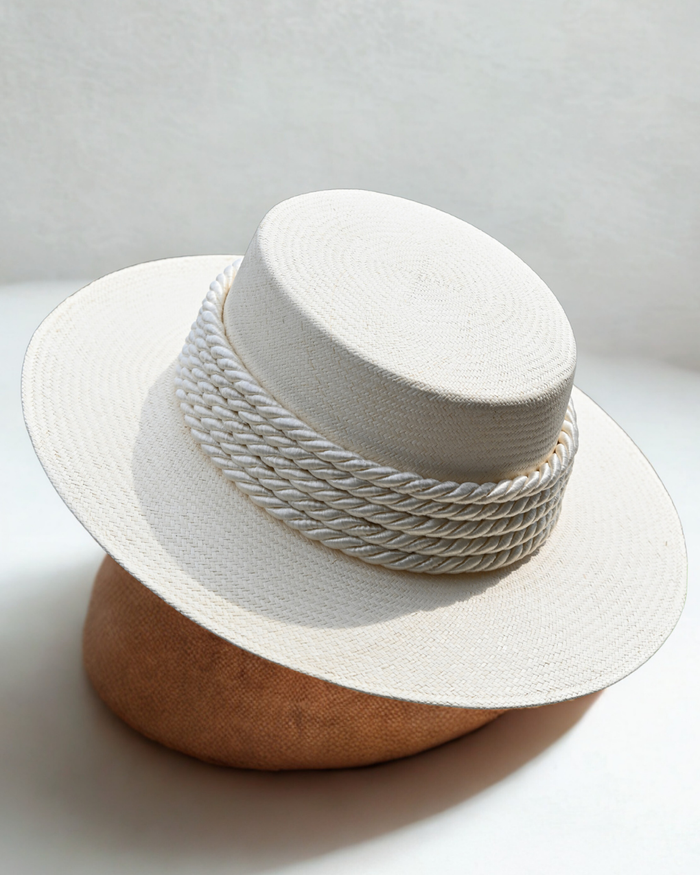 White Boater Hat