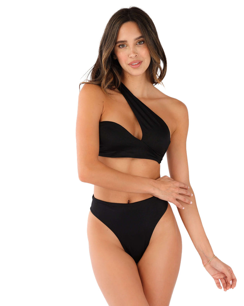 Sofia Black High Waisted Bikini Bottom Sandy Bottom Swim – Sandy