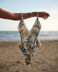 Aqua Hand Beaded One Piece