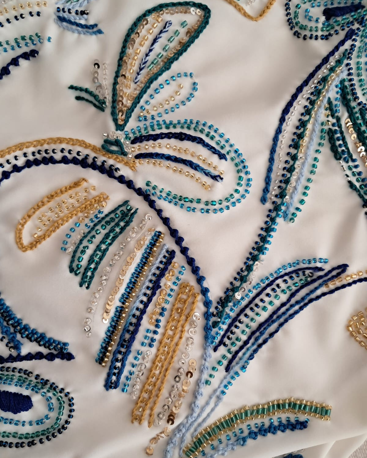 Aqua Hand Beaded One Piece